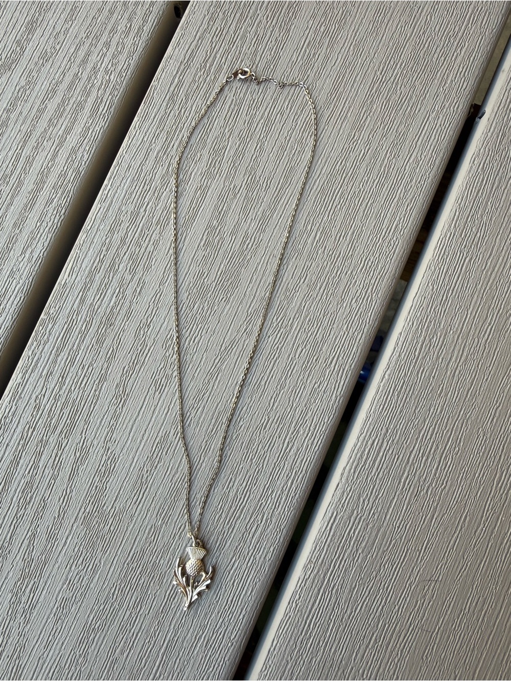 Vintage DB Silver Tone Scottish Thistle Pendant Necklace